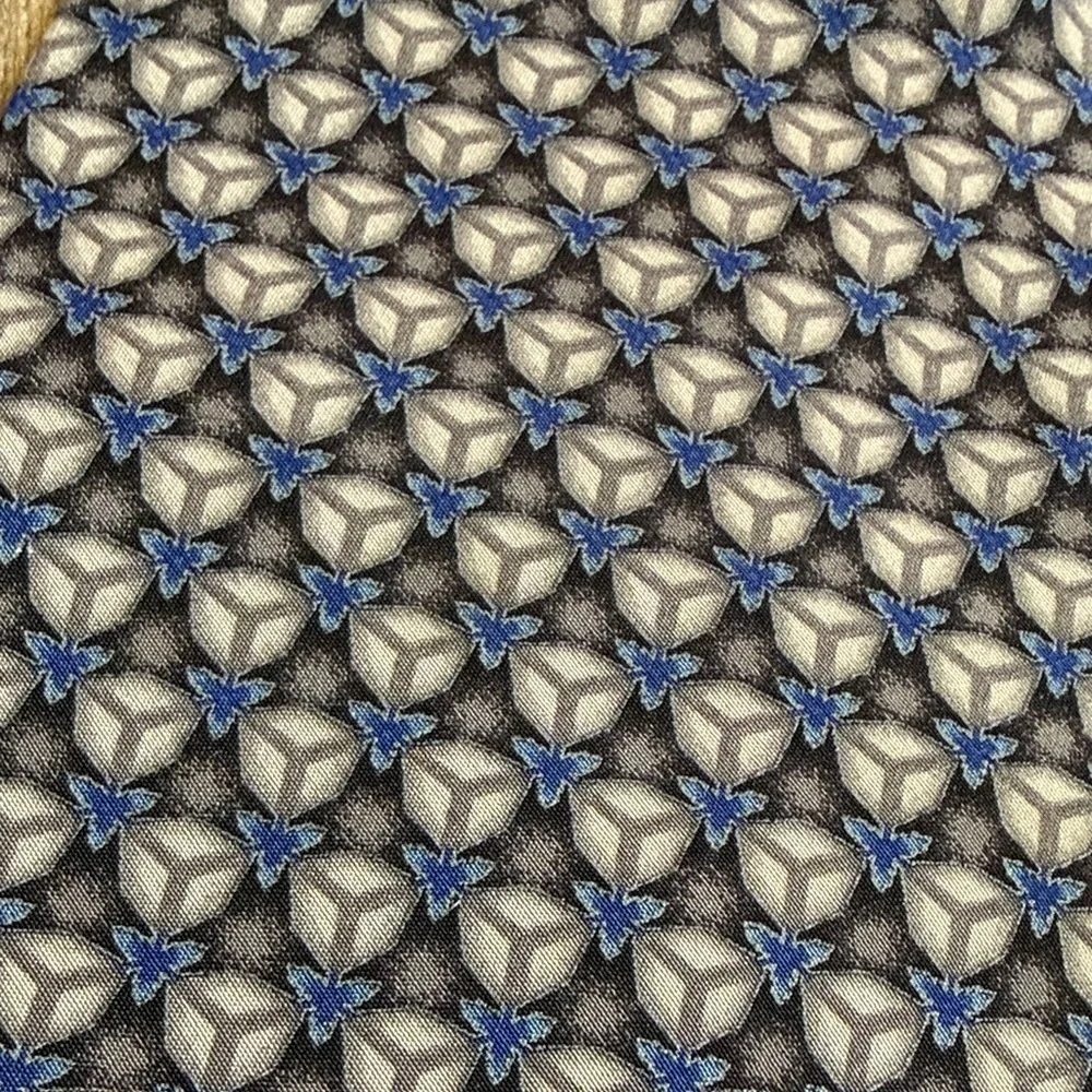 Geoffrey Beene Navy and Silver Geometric Tie